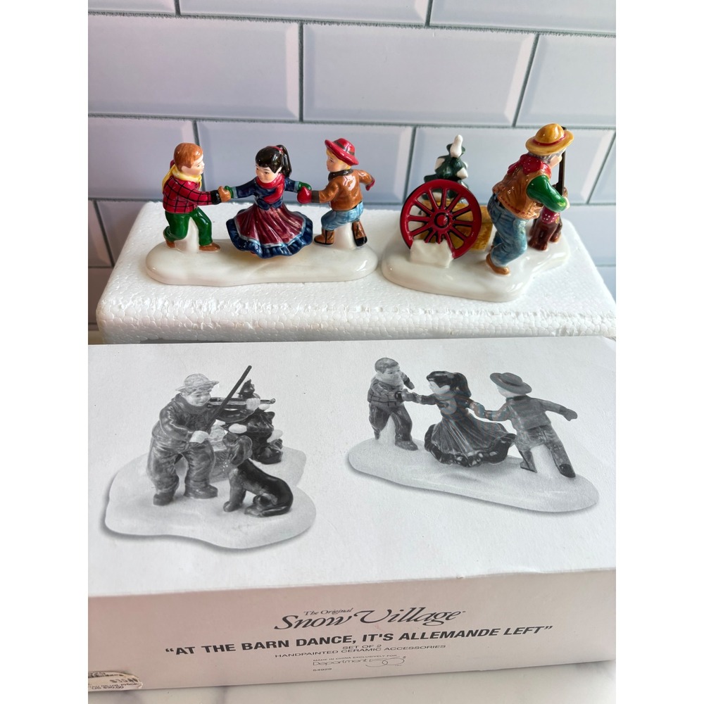 Dept 56 Snow Village At The Barn Dance It's Allemande Left 54929 Set of 2‎